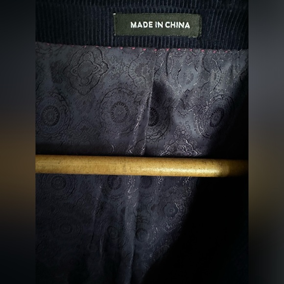 Men retro blue blazer corduroy jacket - Picture 5 of 11